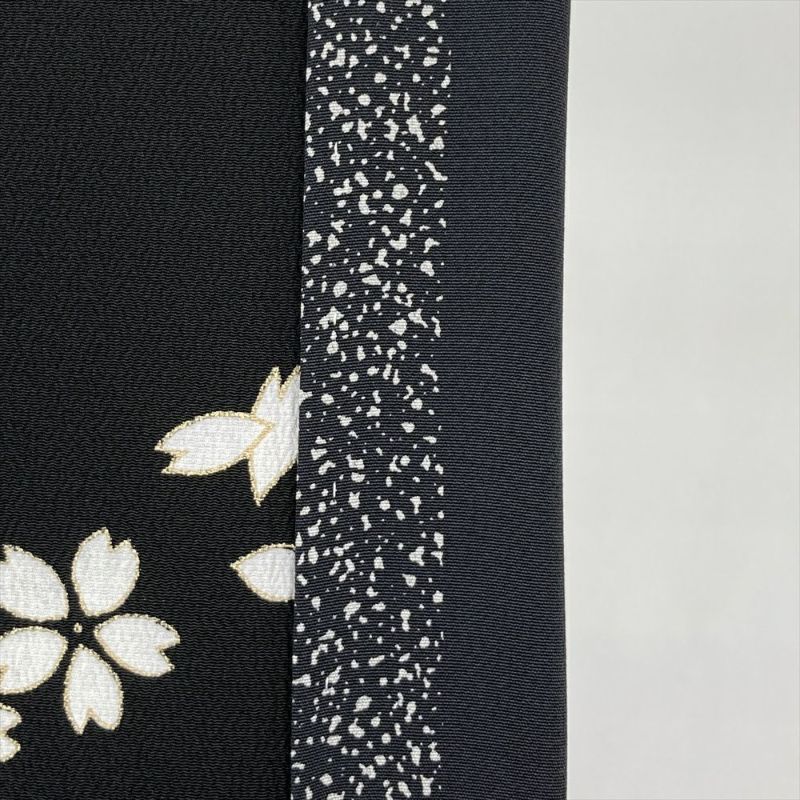 中古） 訪問着 黒 セミフォーマル 桜尽くし 袷 絹【身丈】159cm【裄丈