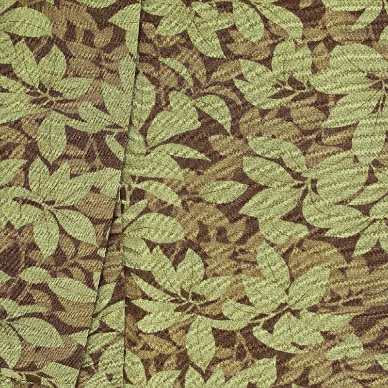 501mk13●小紋 薄茶色 ひょうたん文 縫い取り 金糸 木の葉地紋●美品 501mk13○小紋 薄茶色 ひょうたん文 縫い取り 金糸 木の葉地紋○美品