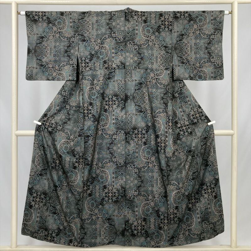 4031美品　結城紬　麻の葉　モダン　大人カジュアル 4031美品 結城紬 麻の葉 モダン 大人カジュアル モダン 大人 着物