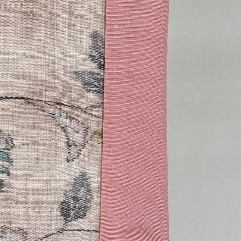 中古） 紬 桜色 ピンク カジュアル 蔓花 袷 絹【身丈】163cm【裄丈】70cm