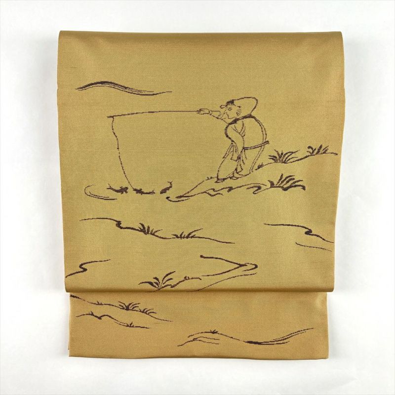 アンティーク　袋帯　鳩 門出の鳩＊黒 ハト 織り模様 アンティーク名古屋帯 A626 | kimono tento