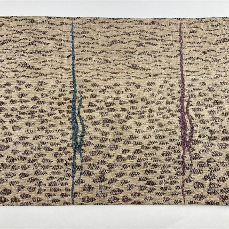 中古）袋帯 白茶 金 カジュアル セミフォーマル 六通 織り 金糸 抽象柄 絹