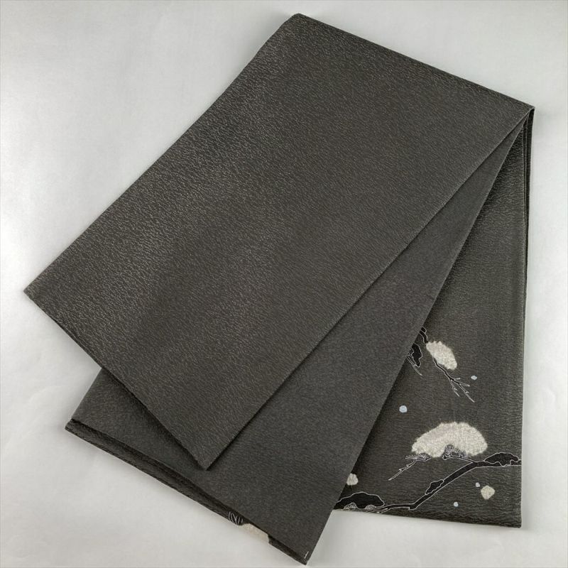 袋帯 銀通し 手染め 濃グレー 花 フォーマル 未使用品 新古品 kp2231 袋帯 銀通し 手染め 濃グレー 花 フォーマル 未使用品 新古品 kp2231