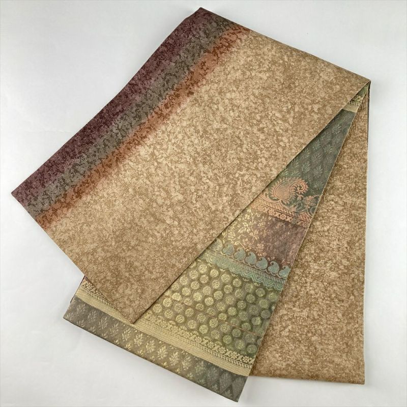 中古）袋帯 金 セミフォーマル フォーマル リバーシブル 織り 引き箔