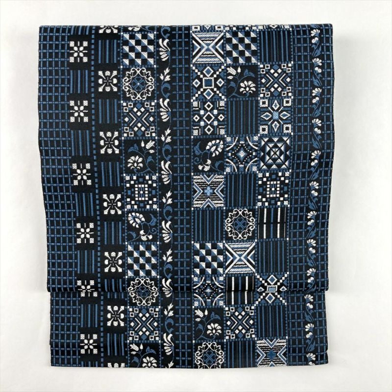 ツバメと葉の模様名古屋帯　202509087 ツバメと葉の模様名古屋帯 202509087