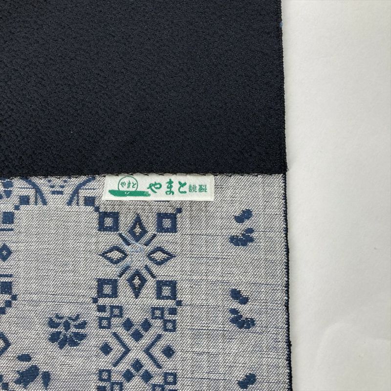 中古）名古屋帯 黒 カジュアル 松葉仕立て 織り 幾何学 花草文 絹