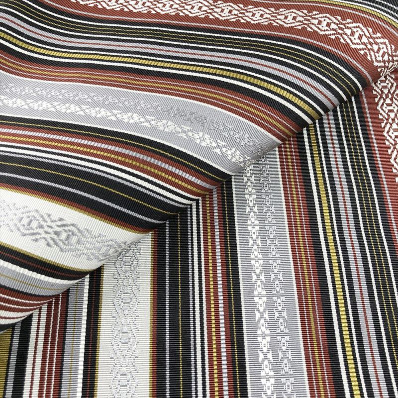 中古）名古屋帯 黒 カジュアル 松葉仕立て 博多織 献上柄 絹