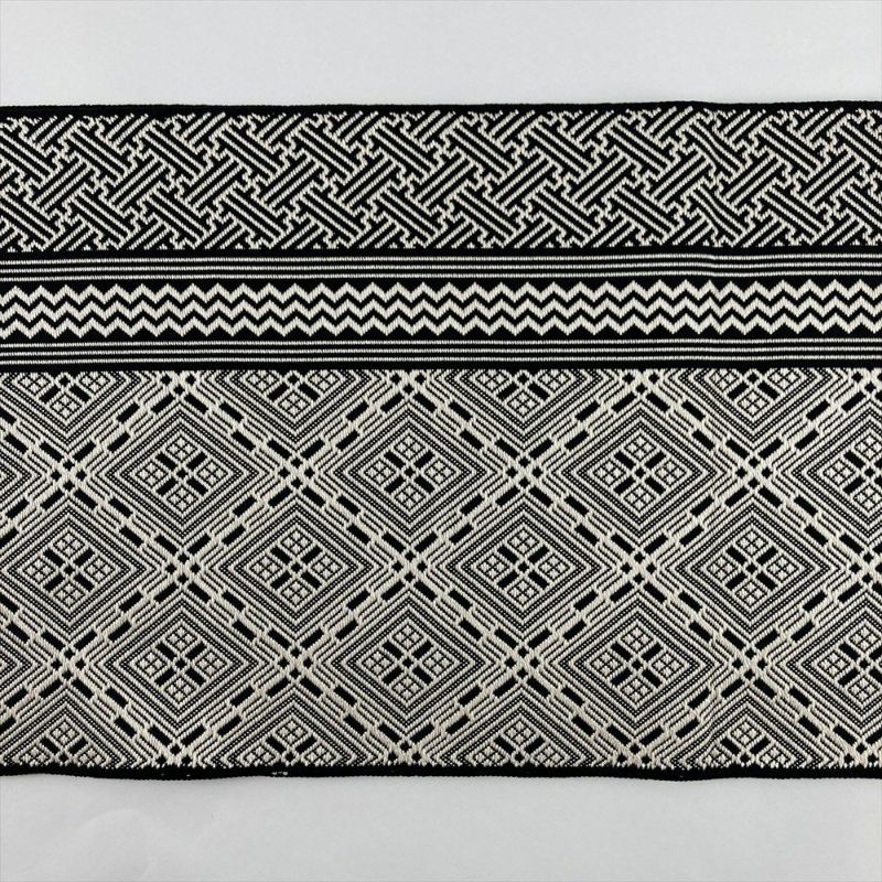 中古）名古屋帯 モノトーン 黒 白 カジュアル 平仕立て 織り こぎん