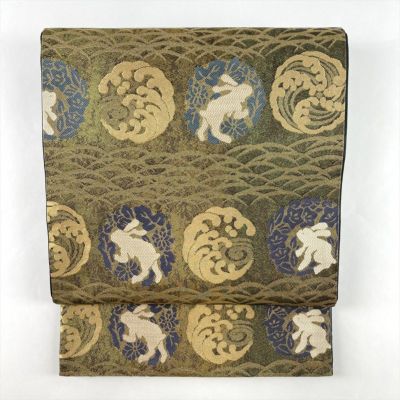 袋帯 葉模様 ブラウン ゴールド 楽天市場】袋帯 振袖用 茶色 樹織物 仕立て上がり 振袖帯 正絹 西陣織