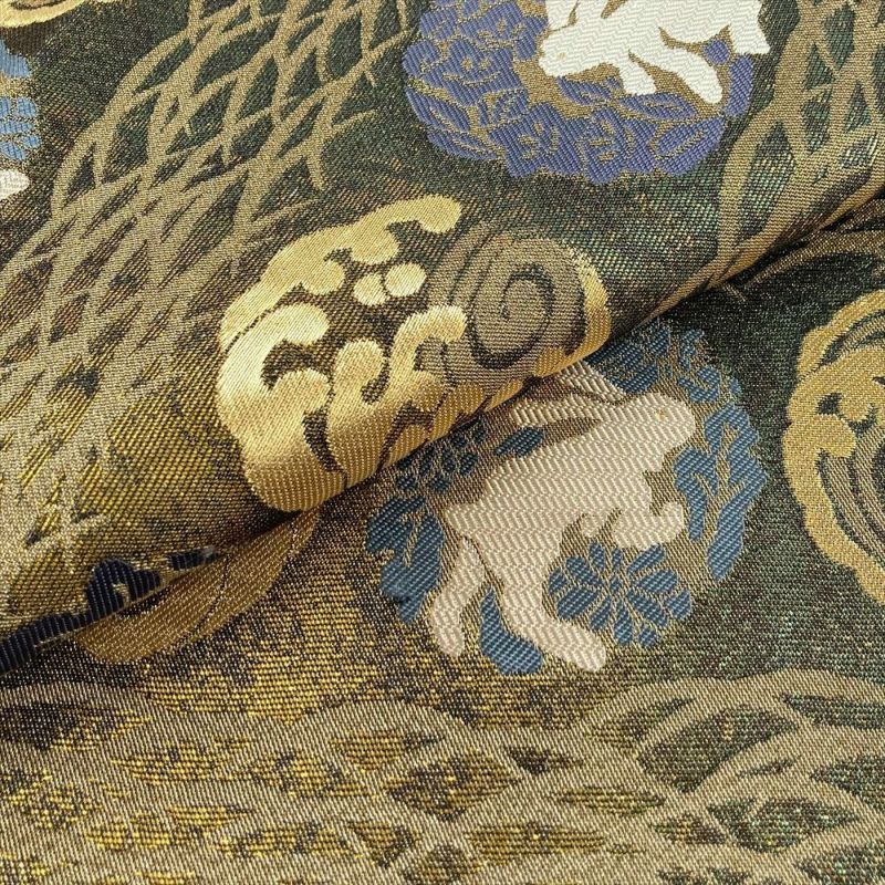 袋帯 葉模様 ブラウン ゴールド 31日23：59迄！” 【大蔵ざらえ最終セール】 【某雑誌常連機屋】 特選