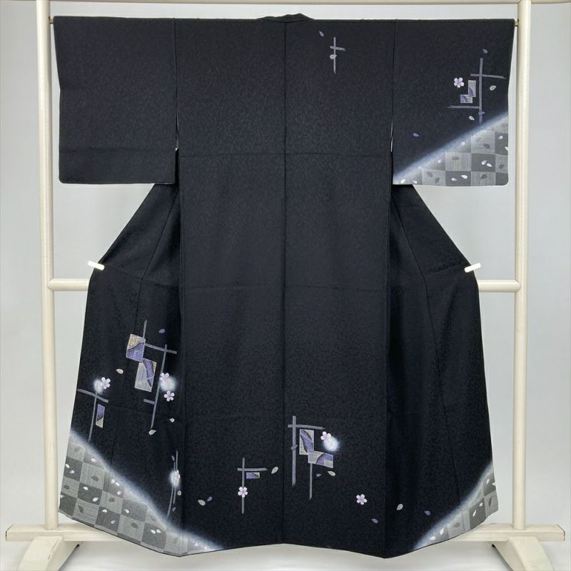 未使用品 訪問着 絞り 黒 枝垂れ桜 身丈162cm 裄丈67cm お洒落 袷 未使用品 訪問着 絞り 黒 枝垂れ桜 身丈162cm 裄丈67cm お洒落 袷