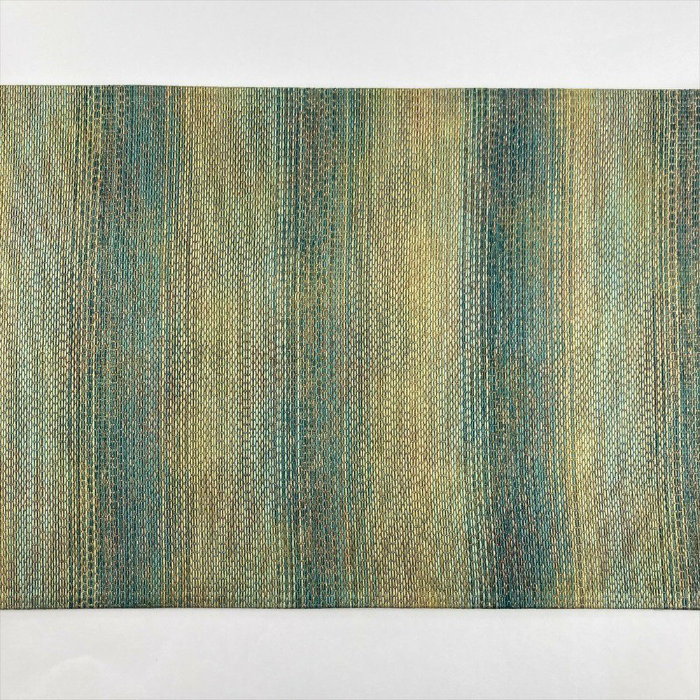 中古）袋帯 緑 金 カジュアル セミフォーマル 全通 織り 霞