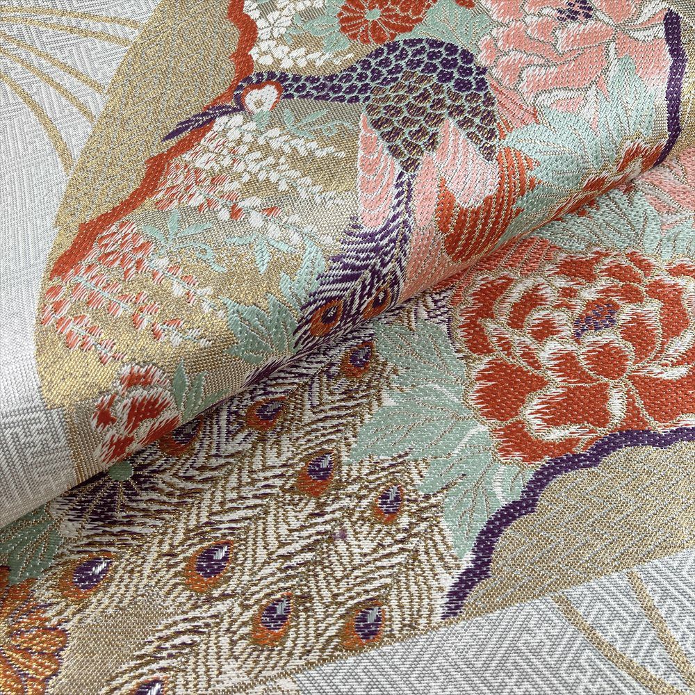 ZY-844 袋帯 鴛鴦 松 花 四季折々 吉祥文様 礼装 フォーマル 銀糸 ZY-844 袋帯 鴛鴦 松 花 四季折々 吉祥文様 礼装 フォーマル 銀糸