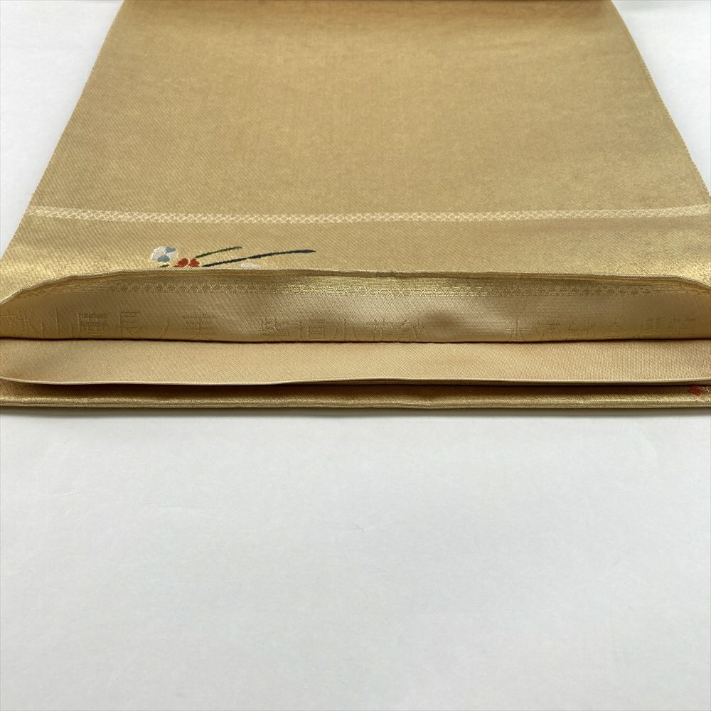 中古）袋帯 金 セミフォーマル フォーマル 六通 織り 柴垣 橘 萩 絹