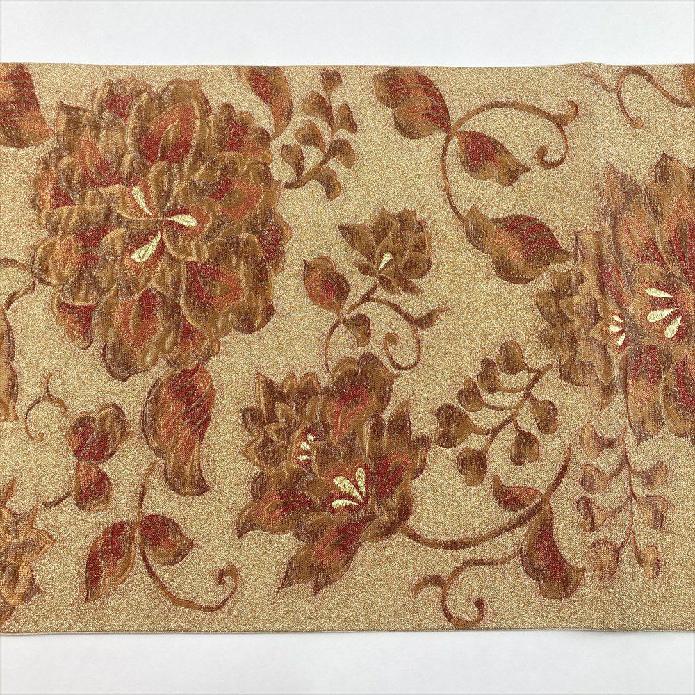 中古）袋帯 金 セミフォーマル 六通 ふくれ織り 唐花 絹