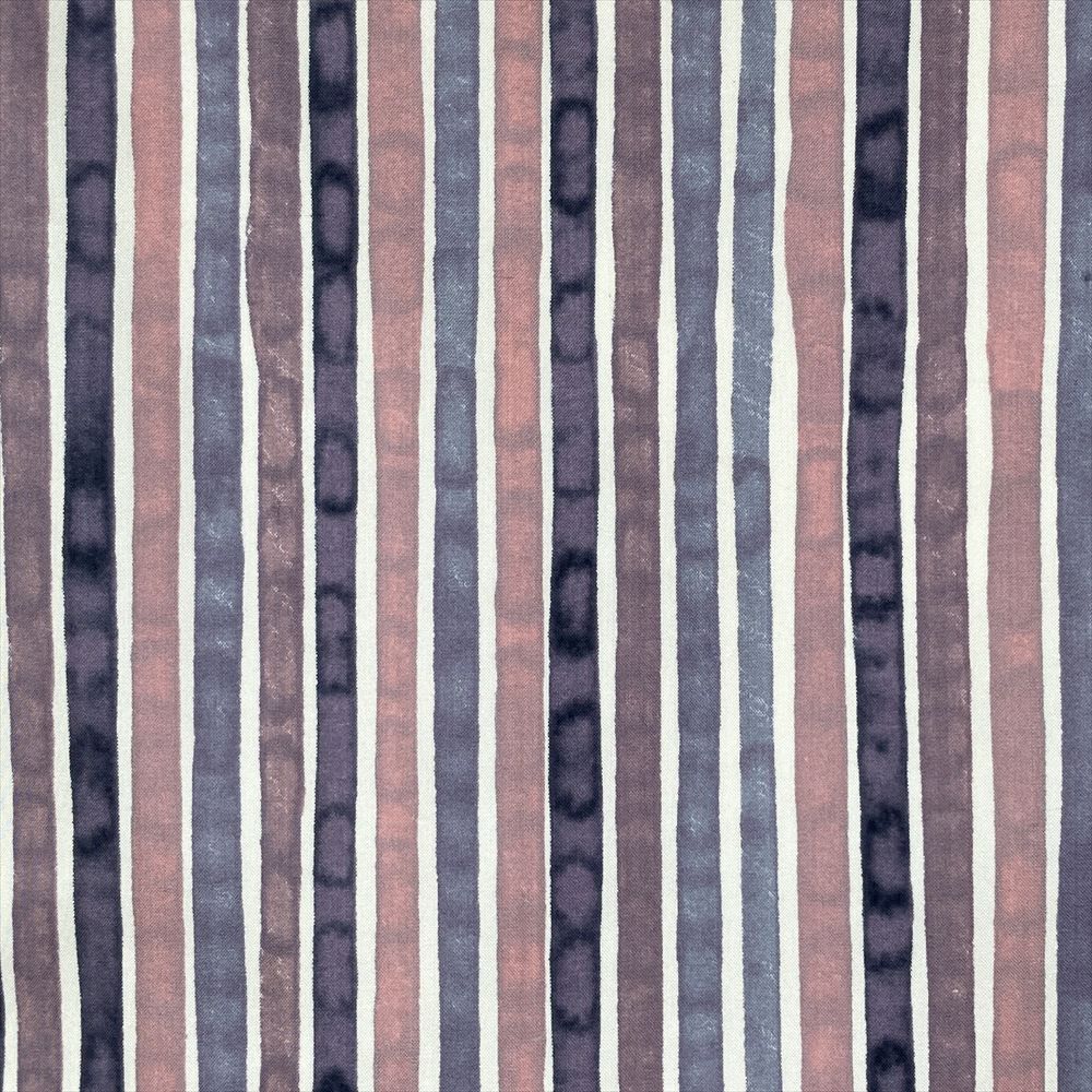 中古） 小紋 紫 カジュアル 紬地 変わり縞 ろうけつ調 袷 絹【身丈