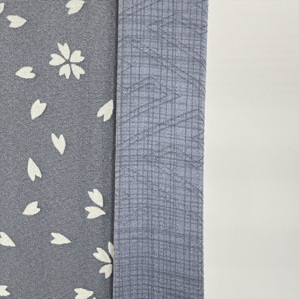 中古） 訪問着 グレー セミフォーマル 桜 流水 袷 絹【身丈】156.5cm