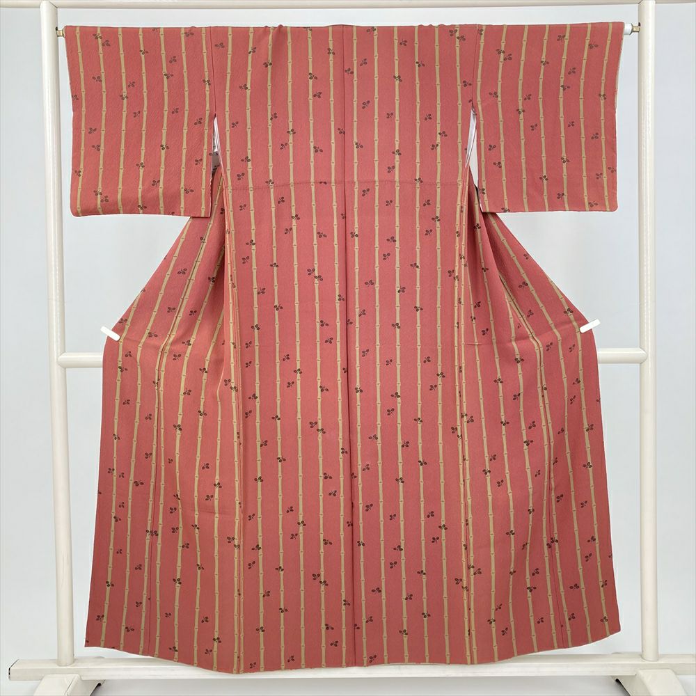 正絹　小紋　花柄　赤茶系　袷 楽天市場】【30日24h限定！全品P10倍】レディース 洗える 袷着物 単品