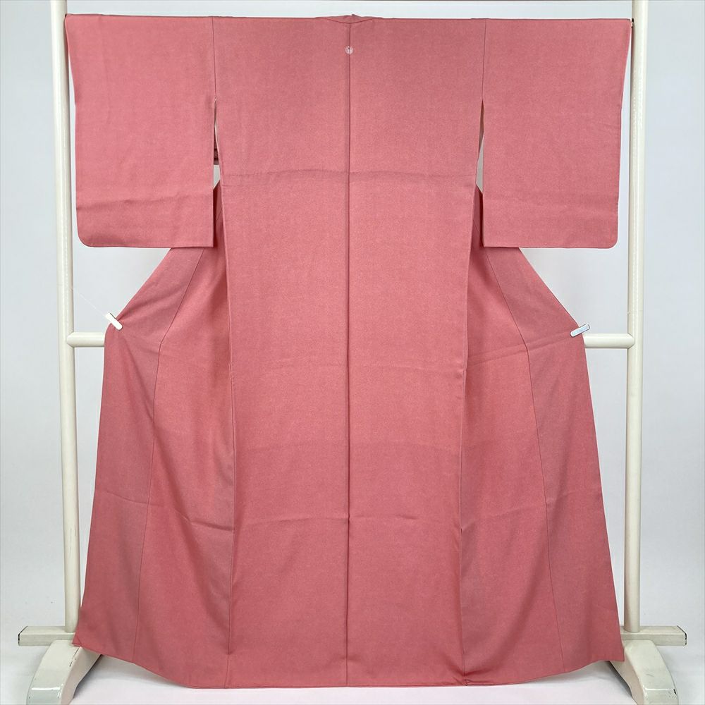 中古） 小紋 珊瑚色 ピンク カジュアル セミフォーマル 伊勢型 鮫 袷