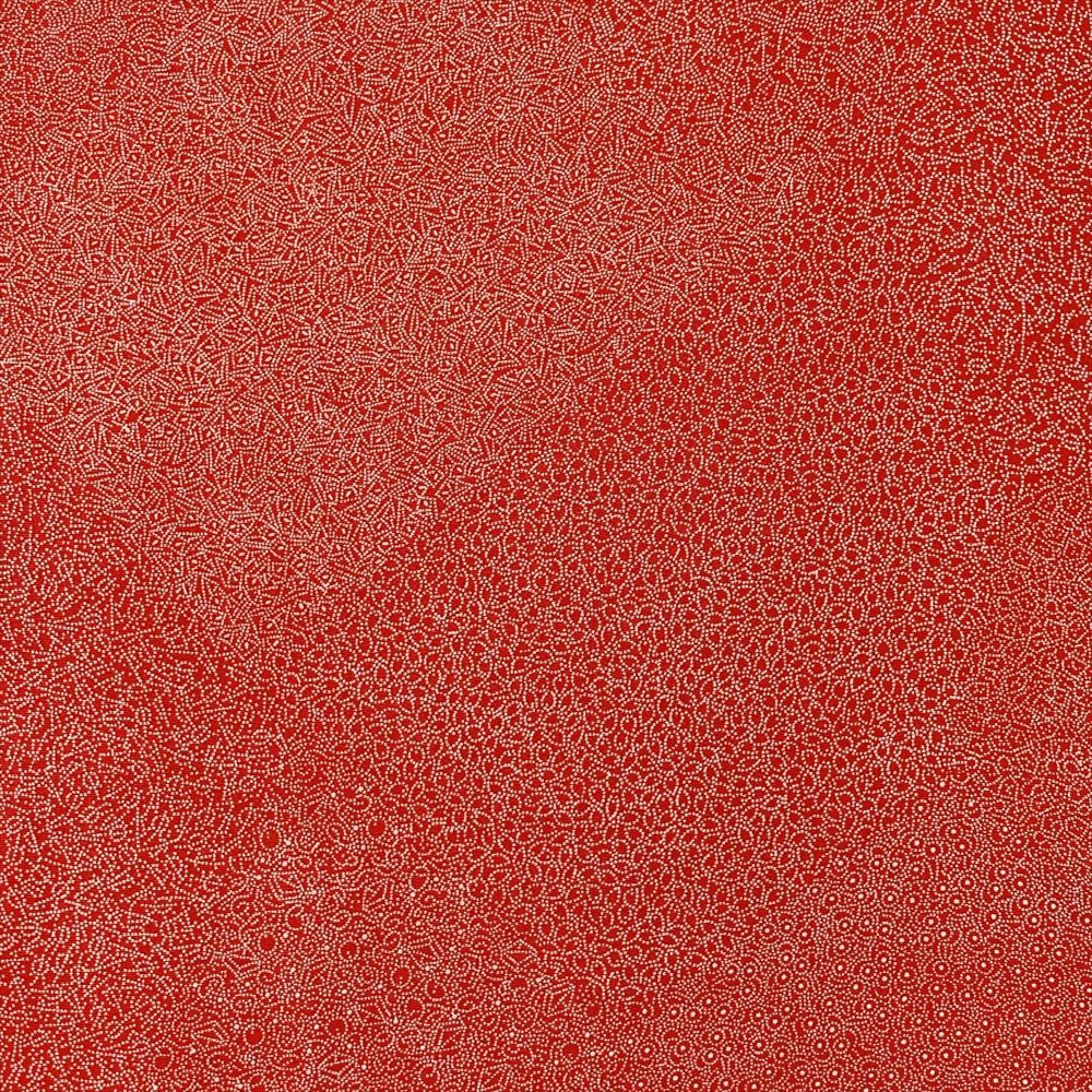 中古） 小紋 朱 赤 カジュアル 伊勢型 寄せ柄 袷 絹【身丈】159cm【裄